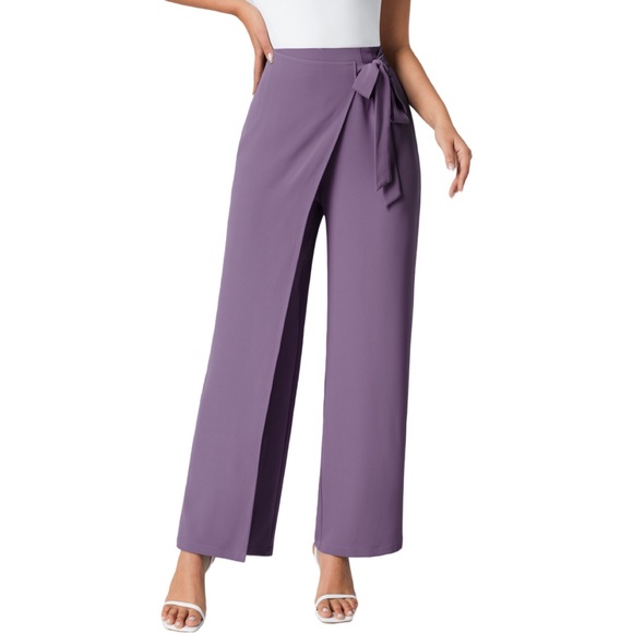 Halara High Waisted Tie Side Invisible Zipper Wide Leg Work Pants Party NWT - Picture 1 of 8